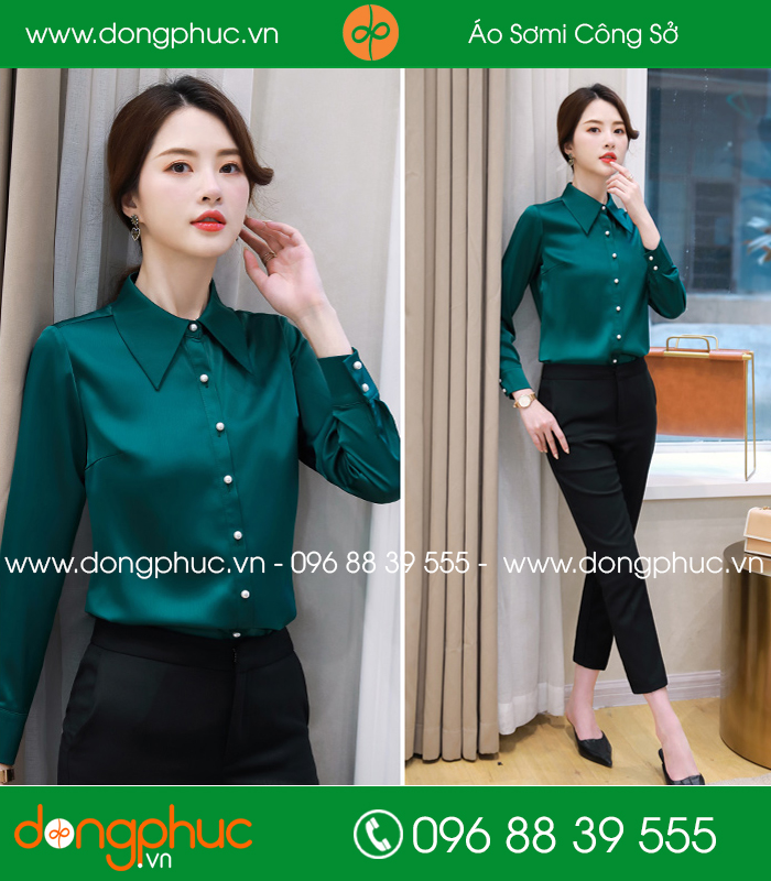 Đồng phục áo sơ mi màu xanh rêu